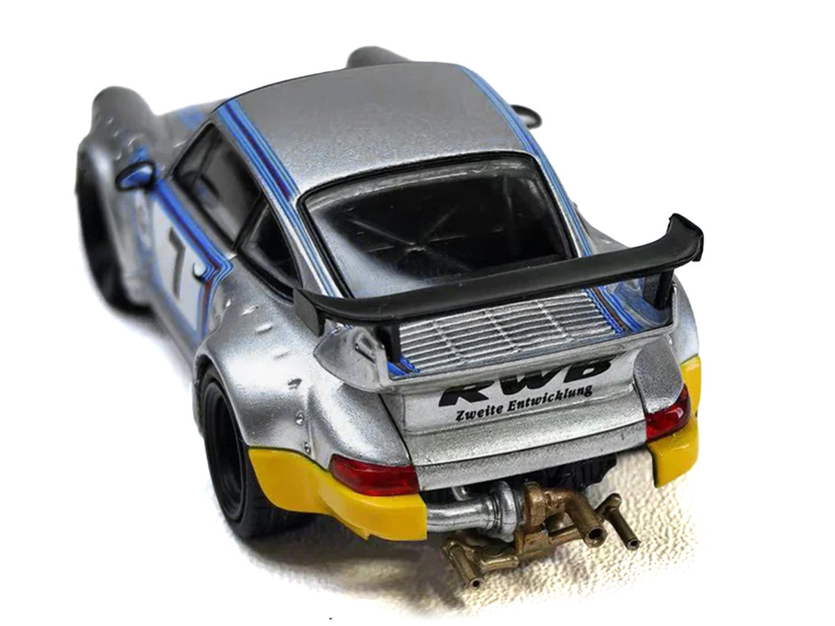 RWB 964 #7 "Ichiban Boshi - Martini Racing" Silver Metallic with Stripes 1/64 Diecast Model Car by Model Model-2