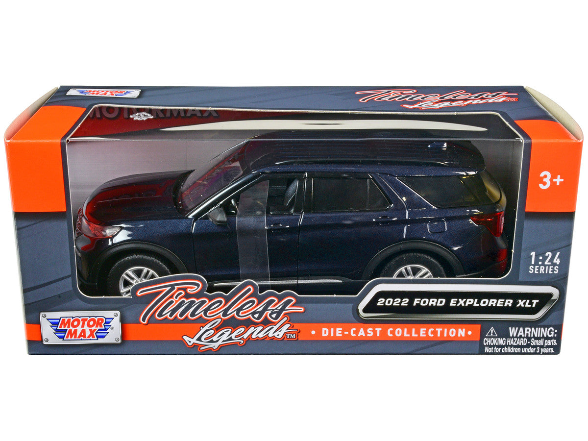 2022 Ford Explorer XLT Dark Blue Metallic "Timeless Legends" Series 1/24 Diecast Model Car by Motormax-0