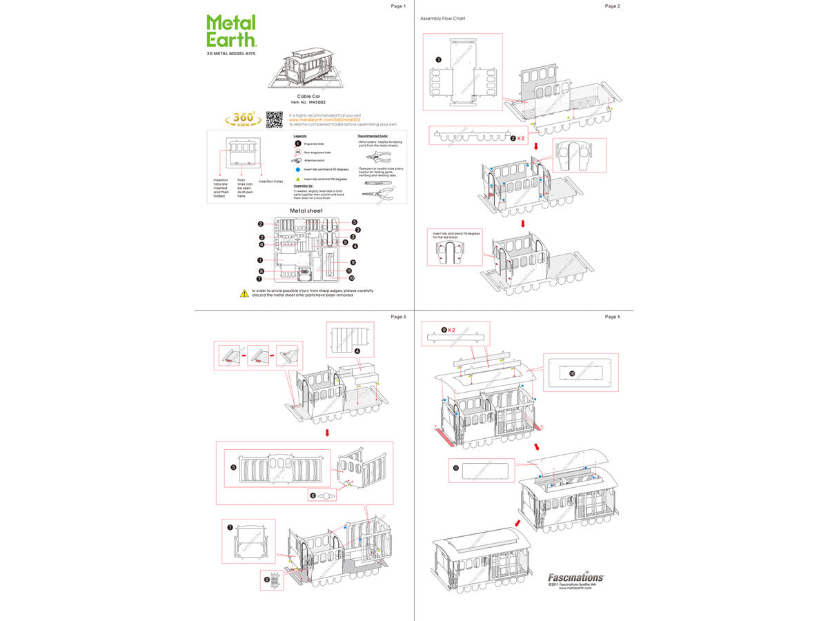 Model Kit San Francisco Cable Car "Powel & Mason St" (Easy Difficulty) Steel Model by Metal Earth-3