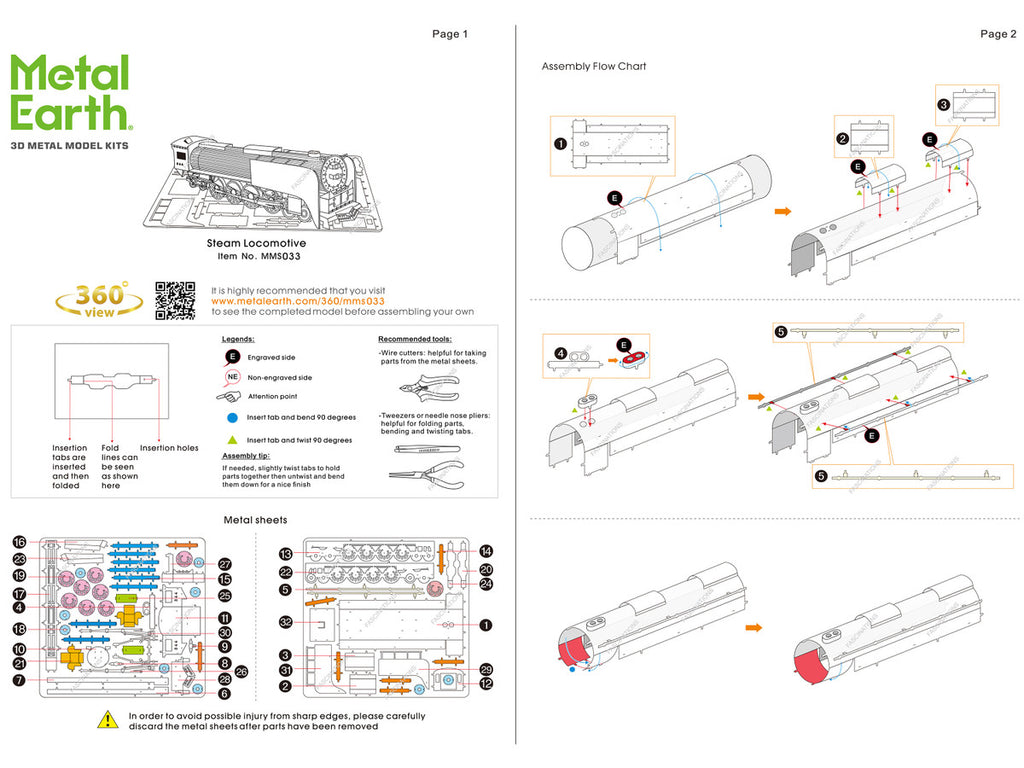 Model Kit Steam Locomotive #844 (Moderate Difficulty) Steel Model by Metal Earth-3