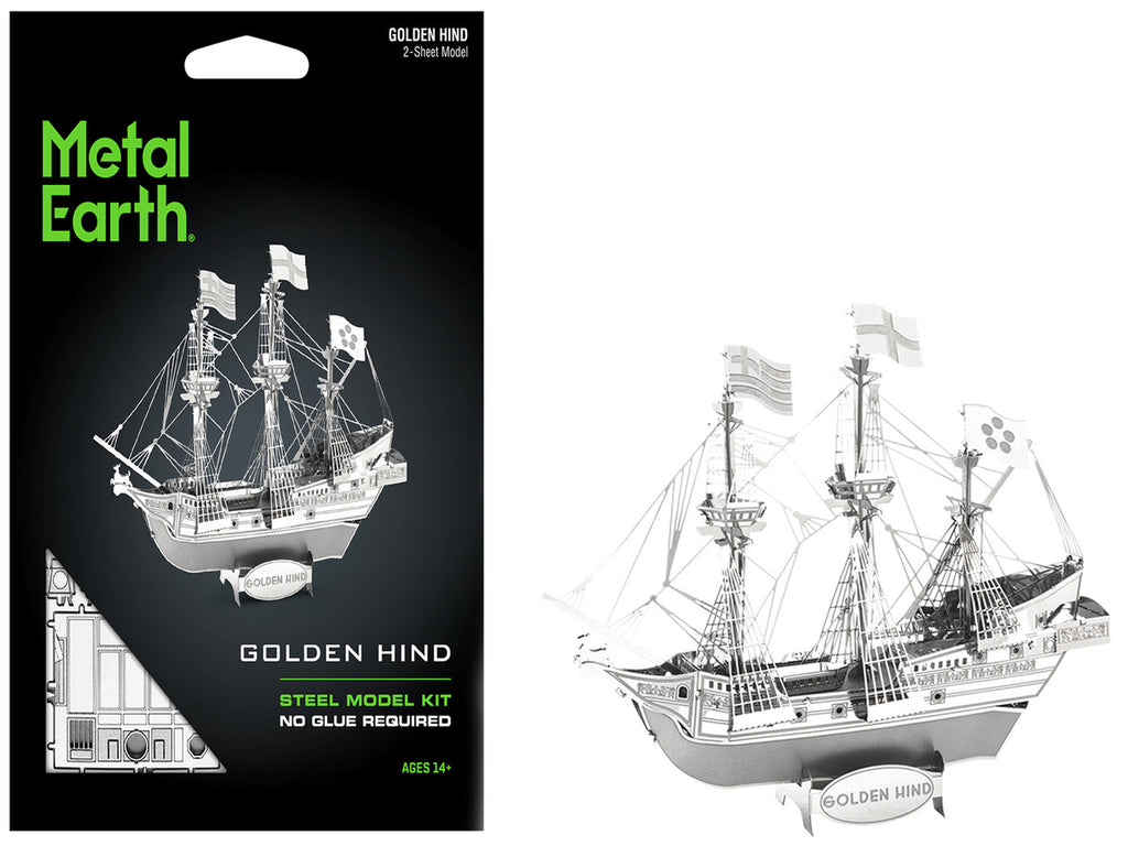 Model Kit Golden Hind Galleon (Moderate Difficulty) Steel Model by Metal Earth-4