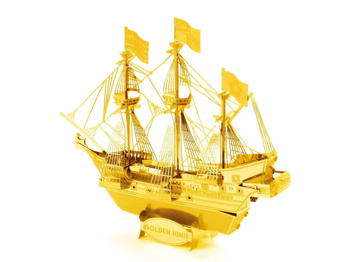 Model Kit Golden Hind Galleon Gold Version (Moderate Difficulty) Steel Model by Metal Earth-3