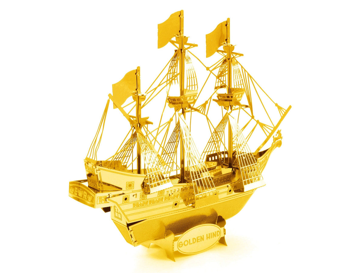 Model Kit Golden Hind Galleon Gold Version (Moderate Difficulty) Steel Model by Metal Earth-2