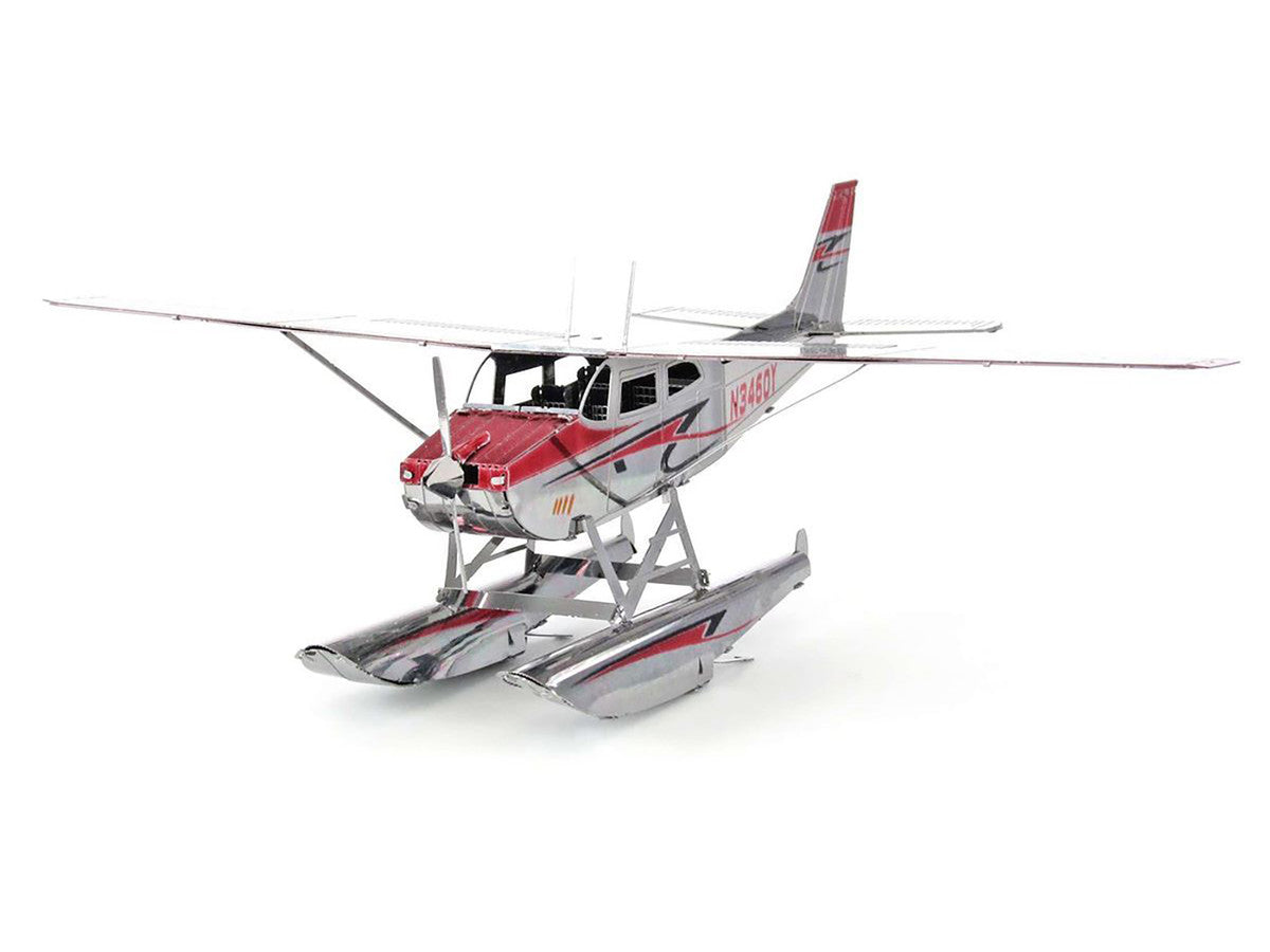 Model Kit Cessna 182 Floatplane White and Red (Moderate Difficulty) Steel Model by Metal Earth-1