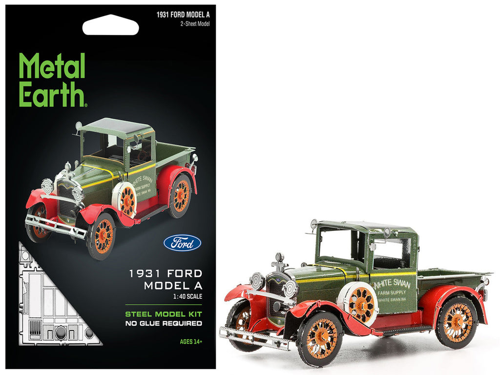 Model Kit 1931 Ford Model A Pickup Truck Green (Moderate Difficulty) Steel Model by Metal Earth-4