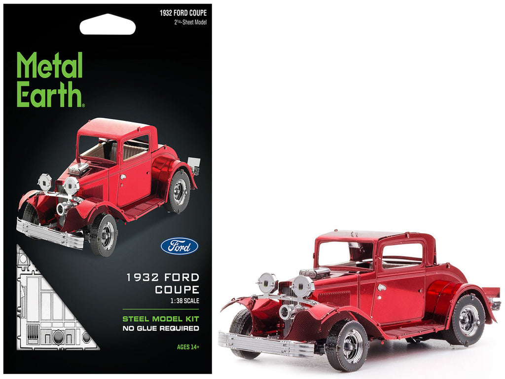 Model Kit 1932 Ford Coupe Red (Moderate Difficulty) Steel Model by Metal Earth-4