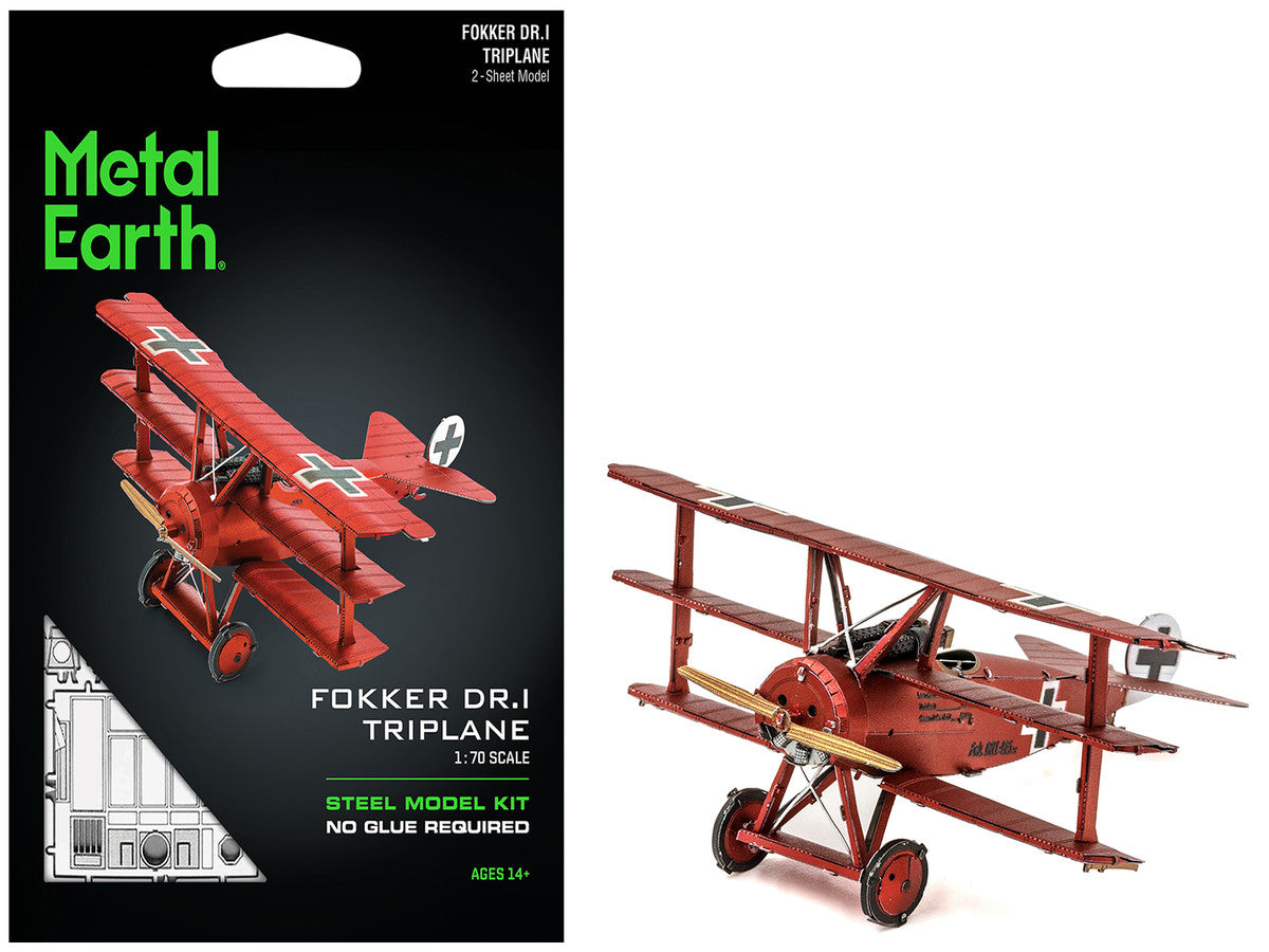 Model Kit Fokker Dr.I Triplane Fighter Aircraft "Red Baron" German Air Force (Moderate Difficulty) Steel Model by Metal Earth-4