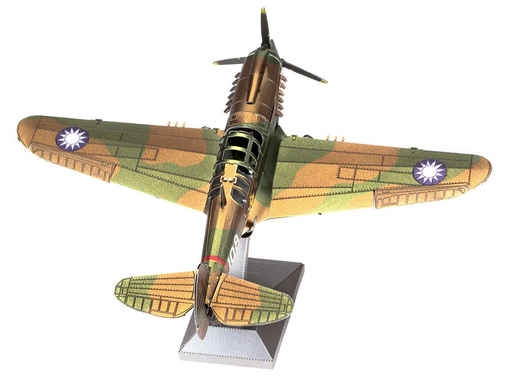 Model Kit Curtiss P-40 Warhawk Fighter-Bomber Aircraft "American Volunteer Group (AVG) Chinese Air Force" (Moderate Difficulty) Steel Model by Metal Earth-1