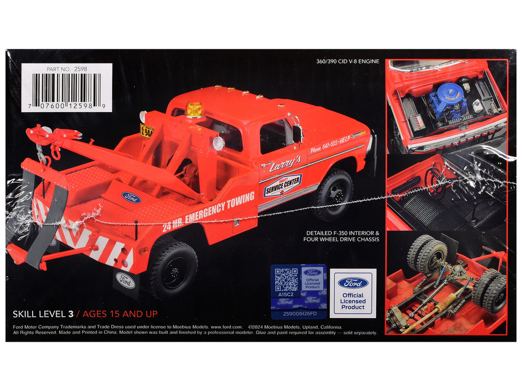 Skill 3 Model Kit 1972 Ford F-350 4x4 Tow Truck High Side Version 1/25 Scale Model by Moebius-3