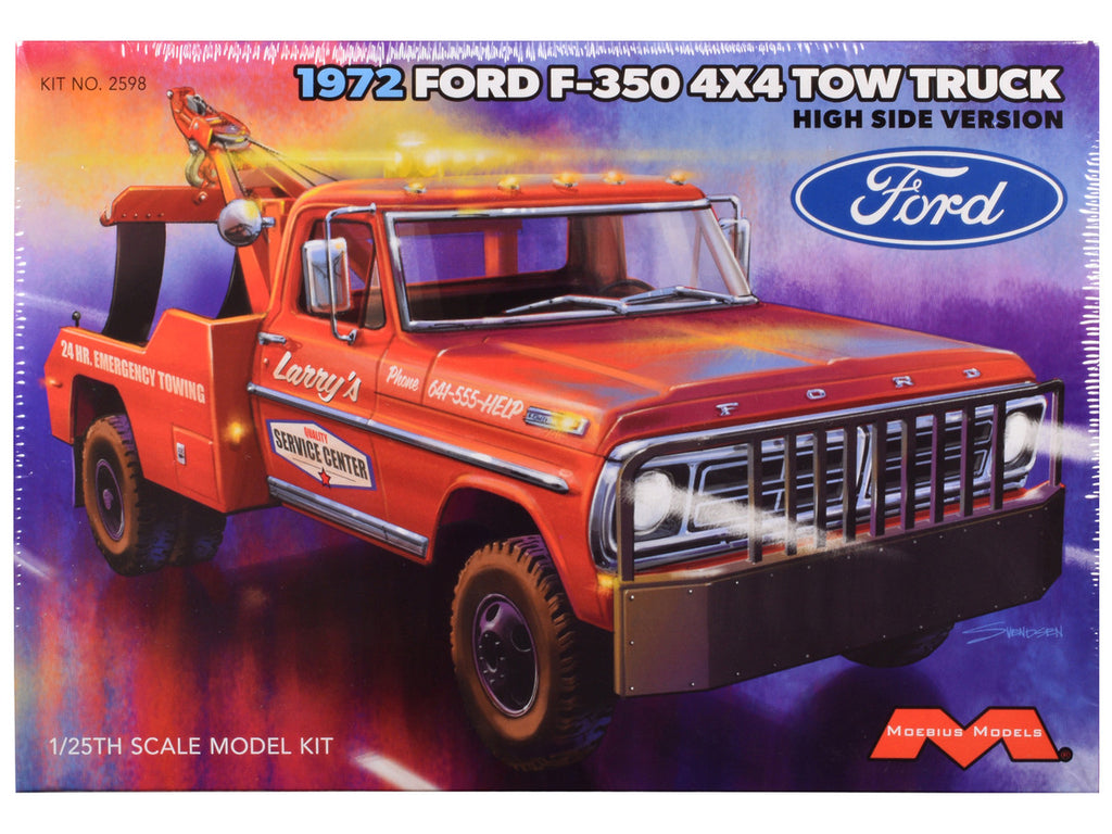 Skill 3 Model Kit 1972 Ford F-350 4x4 Tow Truck High Side Version 1/25 Scale Model by Moebius-4