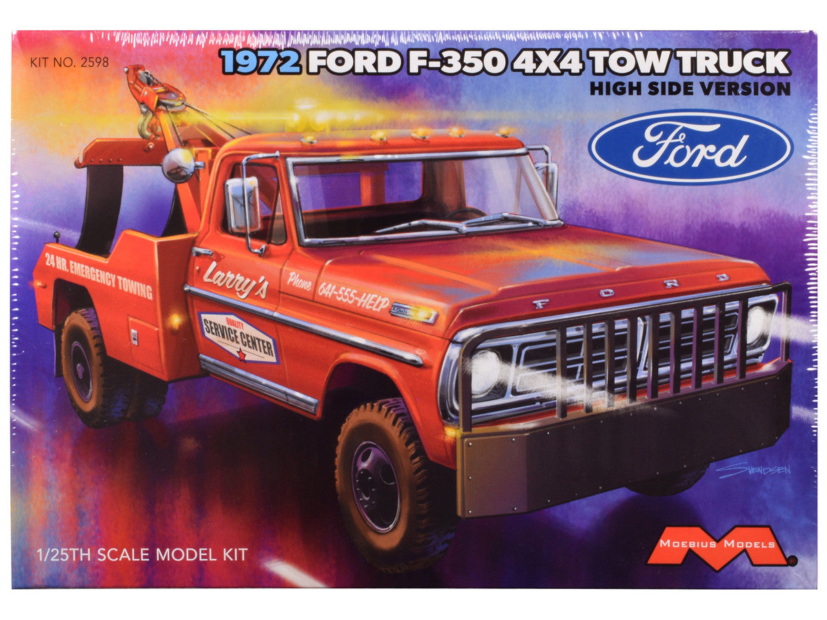 Skill 3 Model Kit 1972 Ford F-350 4x4 Tow Truck High Side Version 1/25 Scale Model by Moebius-4