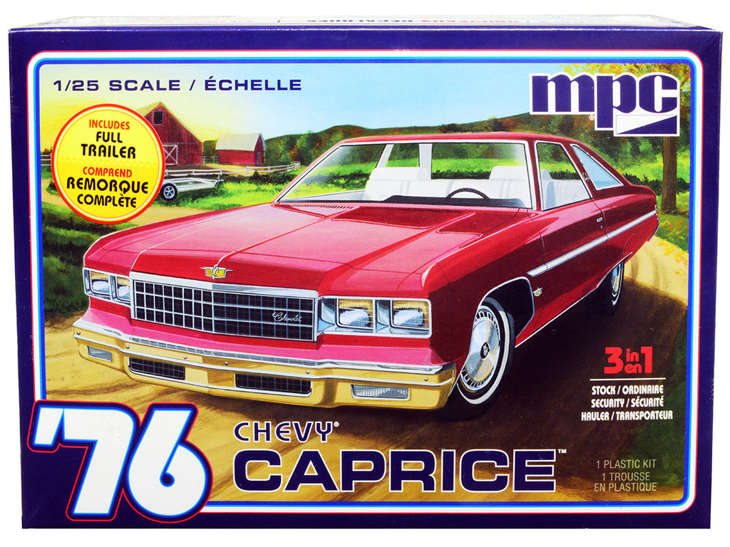 Skill 2 Model Kit 1976 Chevrolet Caprice with Trailer 3-in-1 Kit 1/25 Scale Model by MPC-0