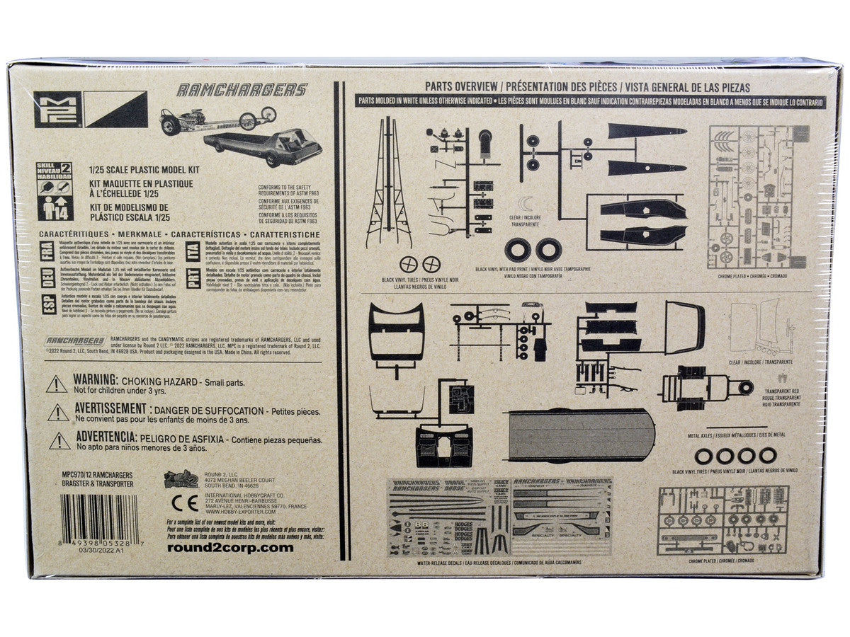 Skill 2 Model Kit Ramchargers Dragster and Advanced Design Transport Truck 2 Kits in 1 1/25 Scale Models by MPC-3