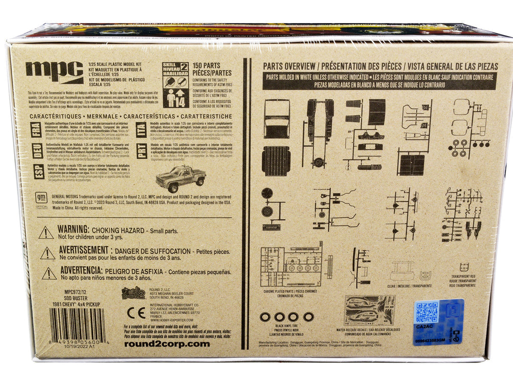 Skill 2 Model Kit 1981 Chevrolet 4x4 Stepside Pickup Truck "Sod Buster" 1/25 Scale Model by MPC-3