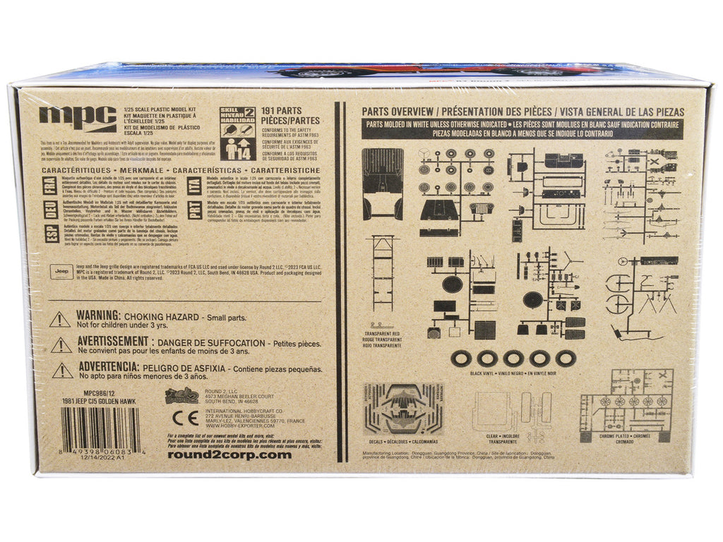 Skill 2 Model Kit 1981 Jeep CJ5 Golden Hawk 1/25 Scale Model Car by MPC-3