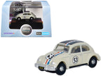 Volkswagen Beetle #53 Beige with Stripes and Black Top 1/148 (N) Scale Diecast Model Car by Oxford Diecast-2