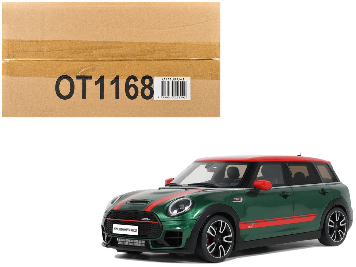 2021 Mini Clubman (F54) JCW British Green Metallic with Red Top and Stripes Limited Edition to 999 pieces Worldwide 1/18 Model Car by Otto Mobile-4