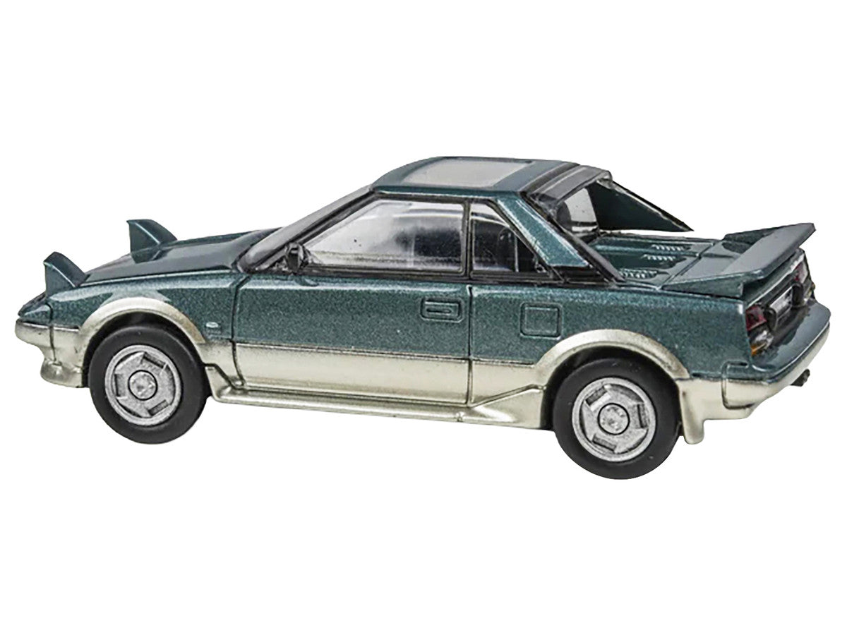 1985 Toyota MR2 MK1 Green Metallic and Gold with Sunroof 1/64 Diecast Model Car by Paragon Models-2
