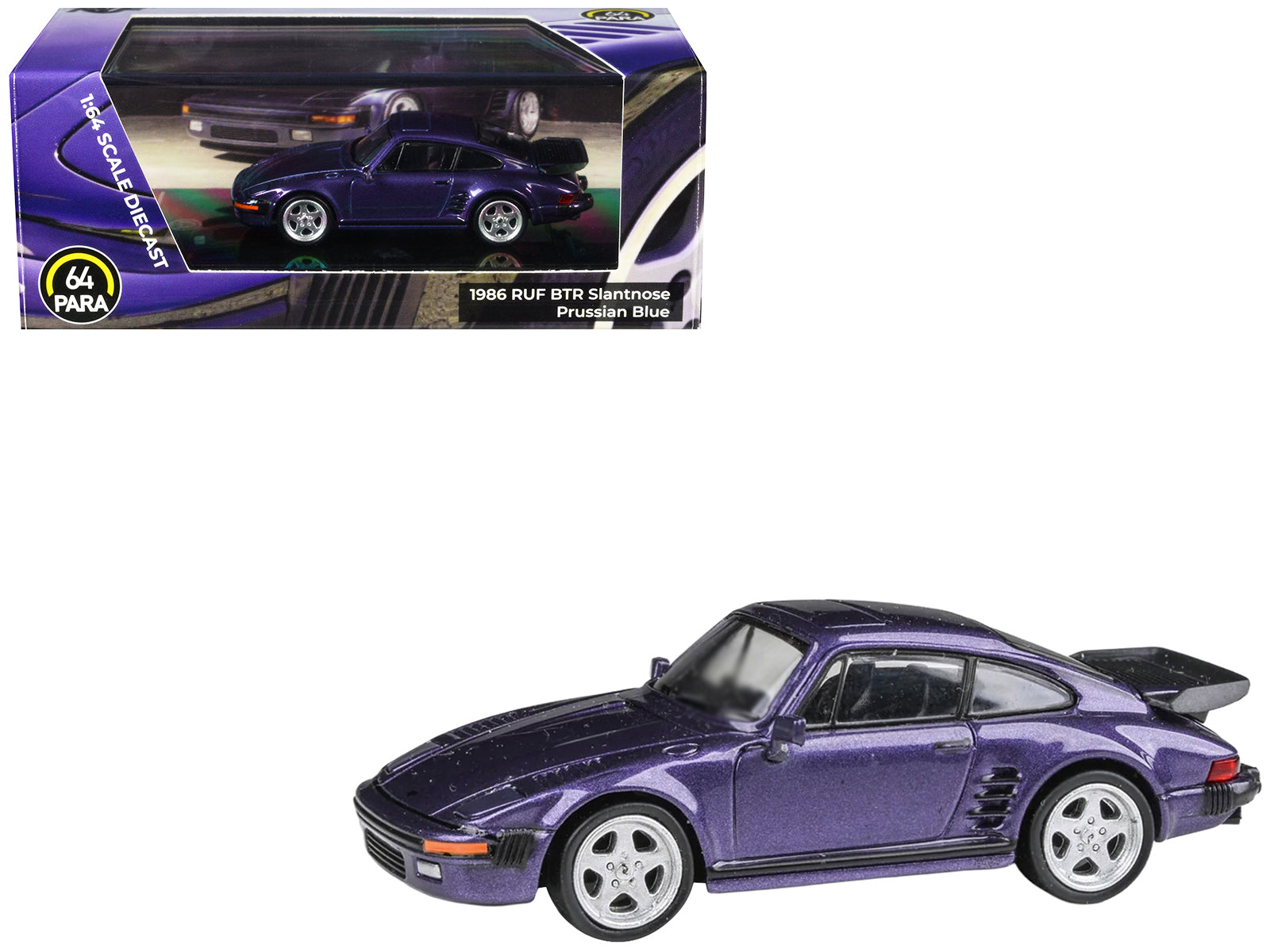 1986 RUF BTR Slantnose Prussian Blue Metallic 1/64 Diecast Model Car by Paragon