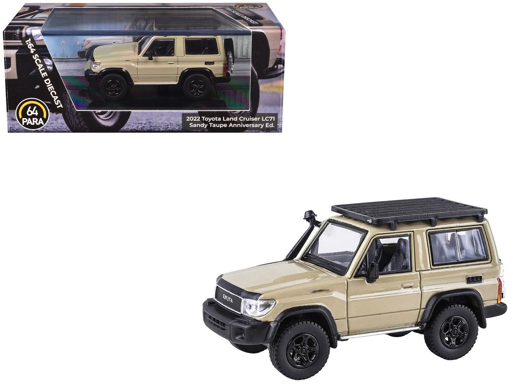 2023 Toyota Land Cruiser 71 Sandy Taupe "70th Anniversary" with Roofrack 1/64 Diecast Model Car by Paragon-3