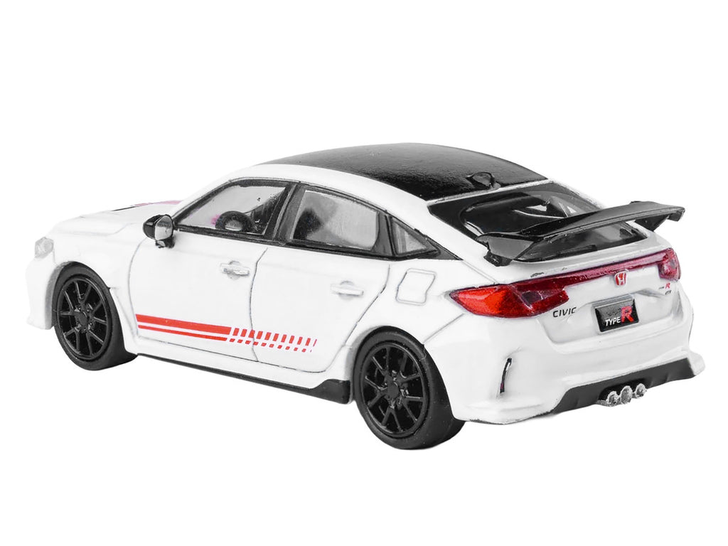 2025 Honda Civic Type R FL5 "Ultimate Edition" White with Red Stripes and Black Top 1/64 Diecast Model Car by Paragon-2
