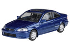 1999 Honda Civic Coupe Electron Blue Pearl Metallic with Sunroof 1/64 Diecast Model Car by Paragon Models-2