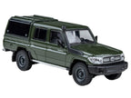2014 Toyota Land Cruiser LC 79 with Camper Shell Military Green 1/64 Diecast Model Car by Paragon