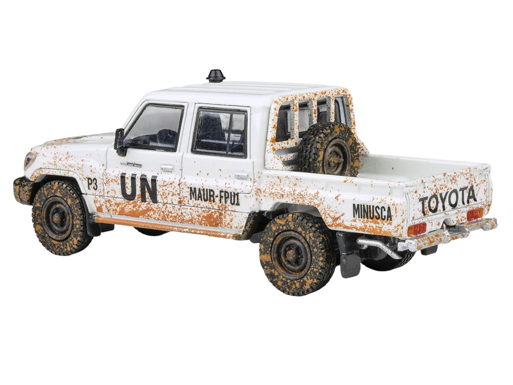 2014 Toyota Land Cruiser LC 79 Pickup Truck "UN MINUSCA" White (Dirty Version) 1/64 Diecast Model Car by Paragon