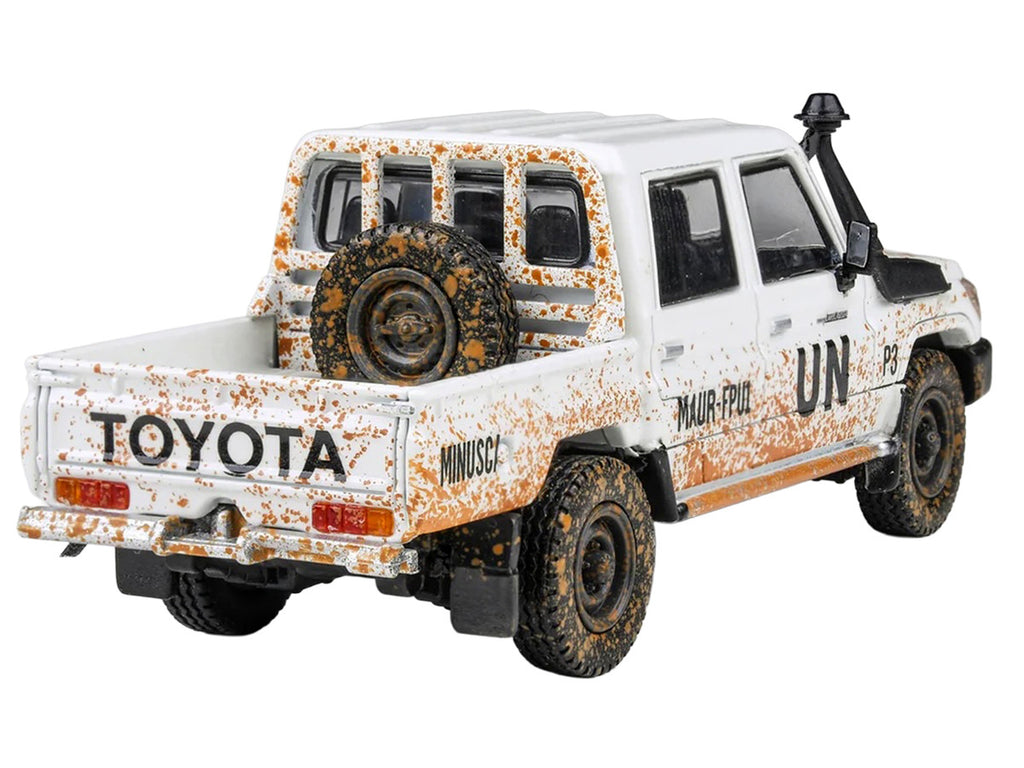2014 Toyota Land Cruiser LC 79 Pickup Truck "UN MINUSCA" White (Dirty Version) 1/64 Diecast Model Car by Paragon Models-2