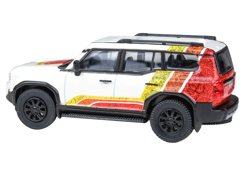 2024 Toyota Land Cruiser 250 Prado White with "TRD" Stripes 1/64 Diecast Model Car by Paragon