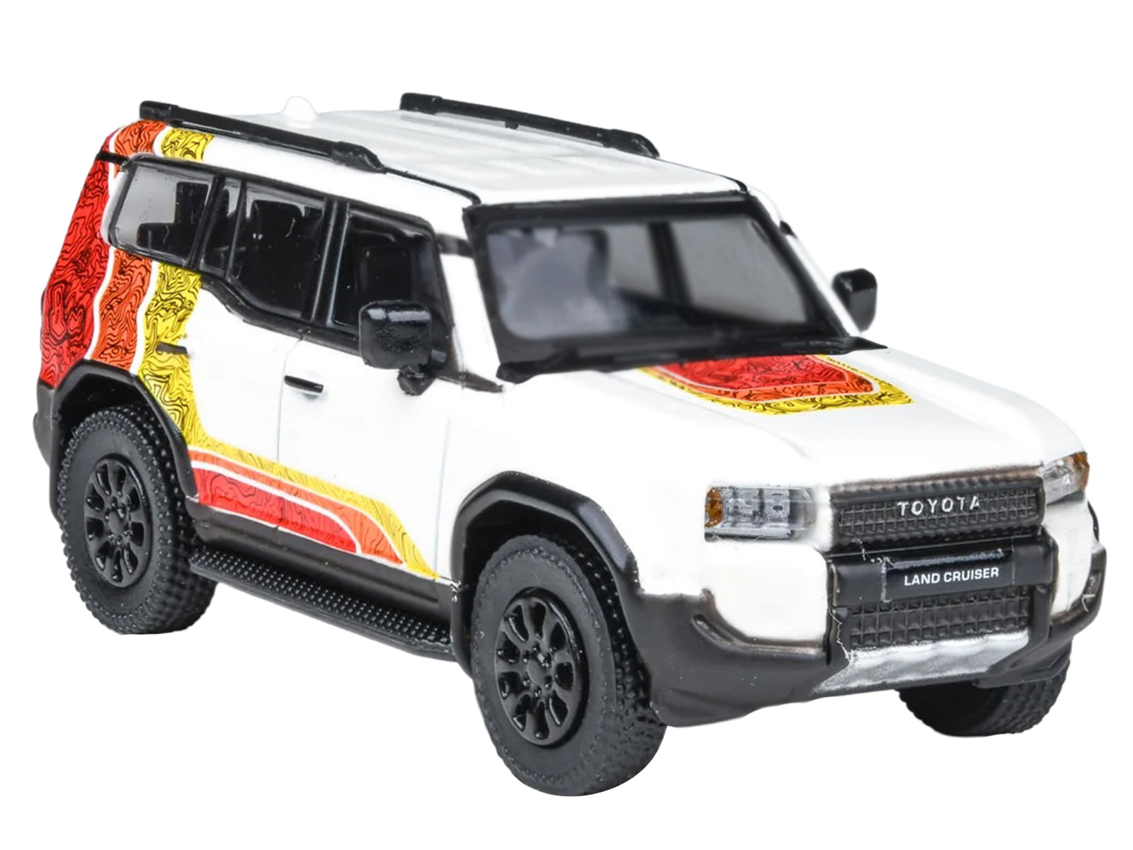 2024 Toyota Land Cruiser 250 Prado White with "TRD" Stripes 1/64 Diecast Model Car by Paragon