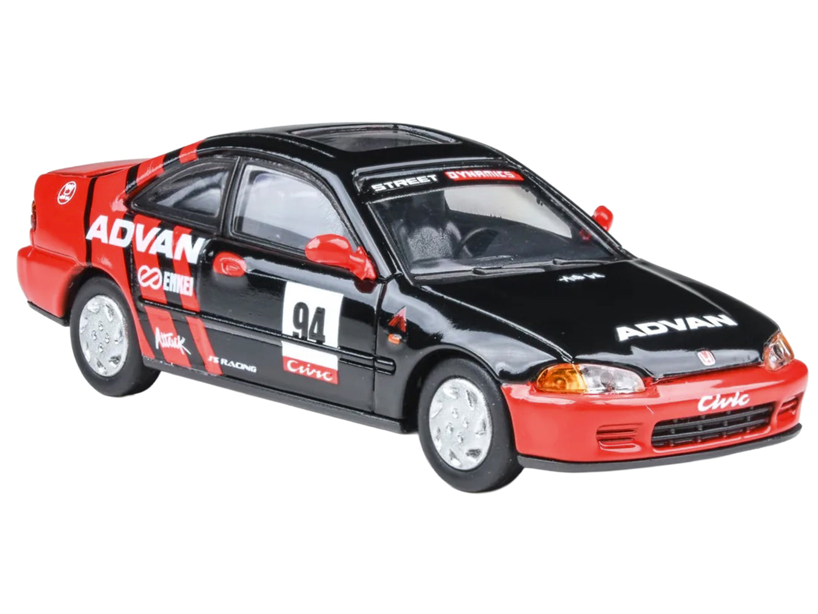 1995 Honda Civic Coupe EJ1 #94 "Autocross - ADVAN" Black and Red 1/64 Diecast Model Car by Paragon