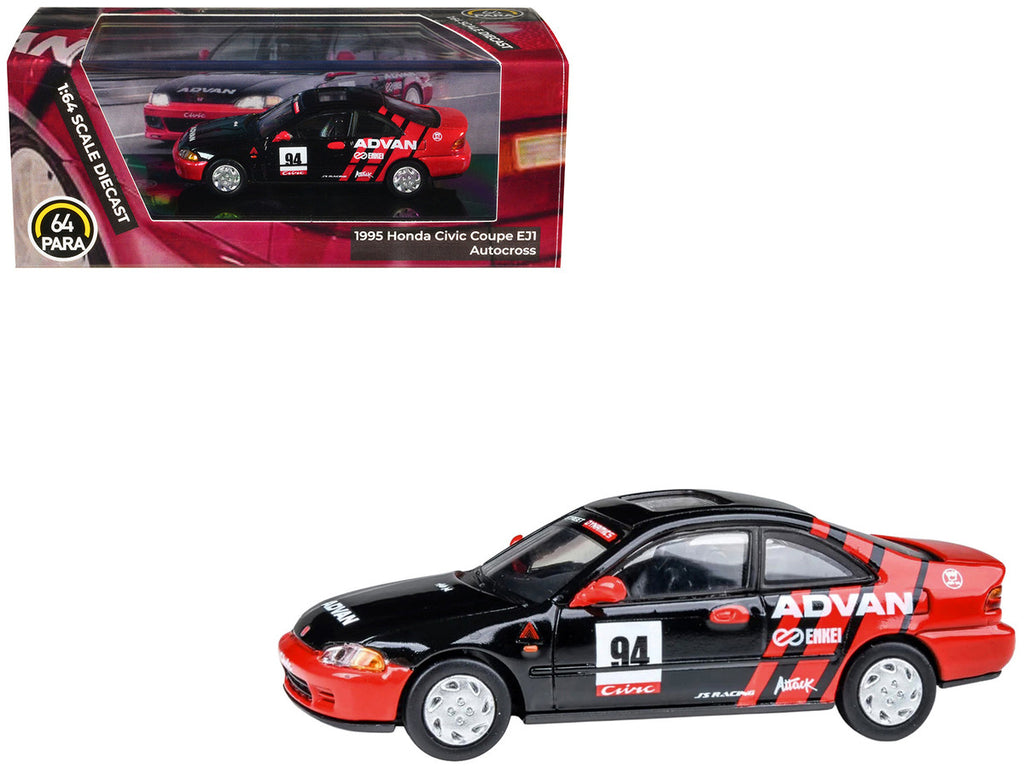 1995 Honda Civic Coupe EJ1 #94 "Autocross - ADVAN" Black and Red 1/64 Diecast Model Car by Paragon Models-3