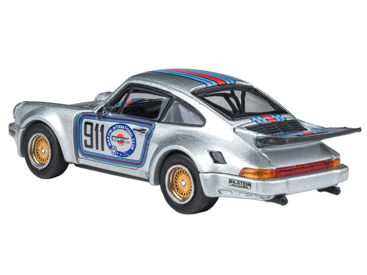 Porsche 911 Carrera RSR 3.0 "Martini Racing" Silver Metallic with Stripes 1/64 Diecast Model Car by Paragon Models-1