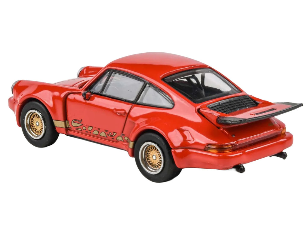 Porsche 911 Carrera RSR 3.0 Guards Red with Gold Stripes and Wheels 1/64 Diecast Model Car by Paragon Models-2