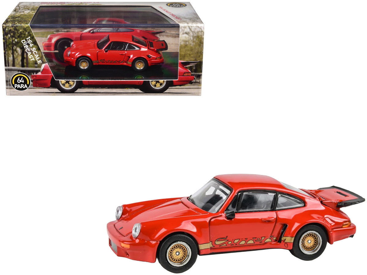 Porsche 911 Carrera RSR 3.0 Guards Red with Gold Stripes and Wheels 1/64 Diecast Model Car by Paragon Models-3