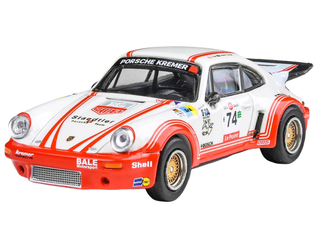 Porsche 911 Carrera RSR 3.0 #74 "Aurora Racing" White with Red Stripes 1/64 Diecast Model Car by Paragon