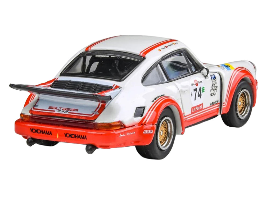Porsche 911 Carrera RSR 3.0 #74 "Aurora Racing" White with Red Stripes 1/64 Diecast Model Car by Paragon