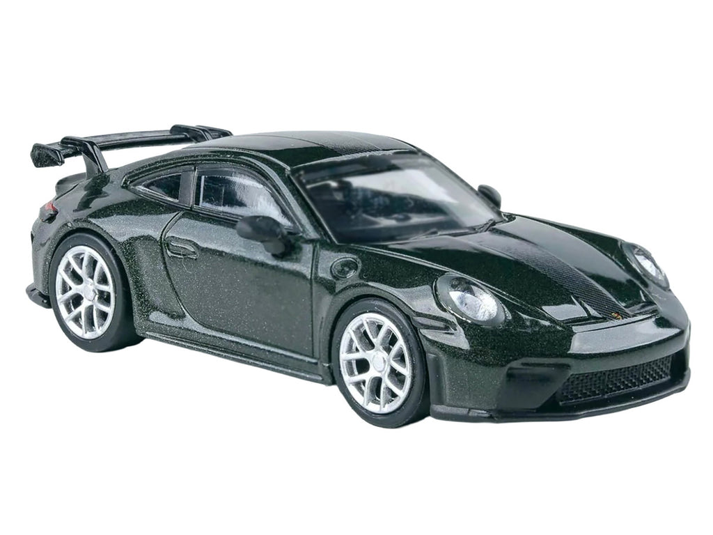 2025 Porsche 911 GT3 (992.2) Oak Green Metallic Neo with Carbon Stripe 1/64 Diecast Model Car by Paragon-1