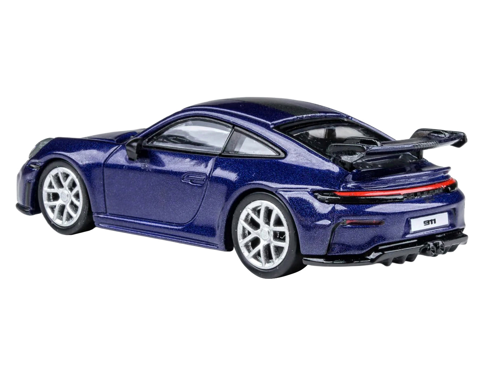 2025 Porsche 911 GT3 (992.2) Gentian Blue Metallic with Carbon Stripe 1/64 Diecast Model Car by Paragon