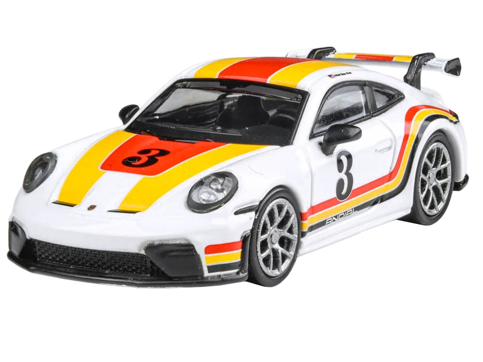 2025 Porsche 911 GT3 (992.2) #3 "Andial Livery" White with Stripes 1/64 Diecast Model Car by Paragon