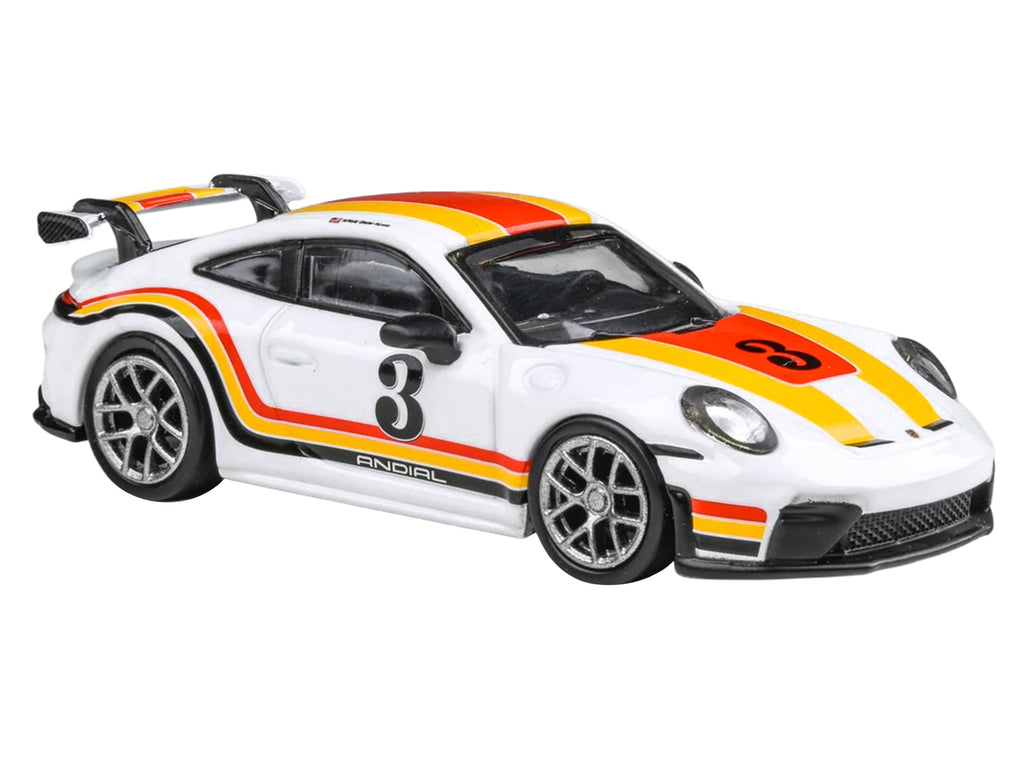 2025 Porsche 911 GT3 (992.2) #3 "Andial Livery" White with Stripes 1/64 Diecast Model Car by Paragon