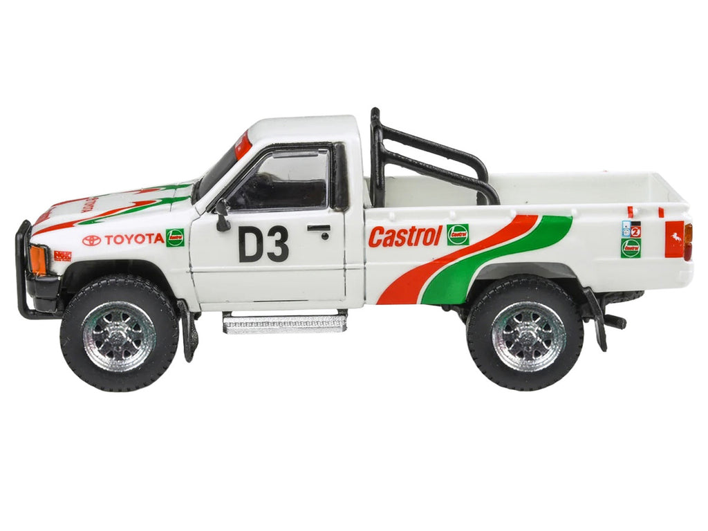 Toyota Hilux Pickup Truck #D3 "Castrol" White with Graphics "Rustenburg 400 Rally" (1995) 1/64 Diecast Model Car by Paragon Models-1
