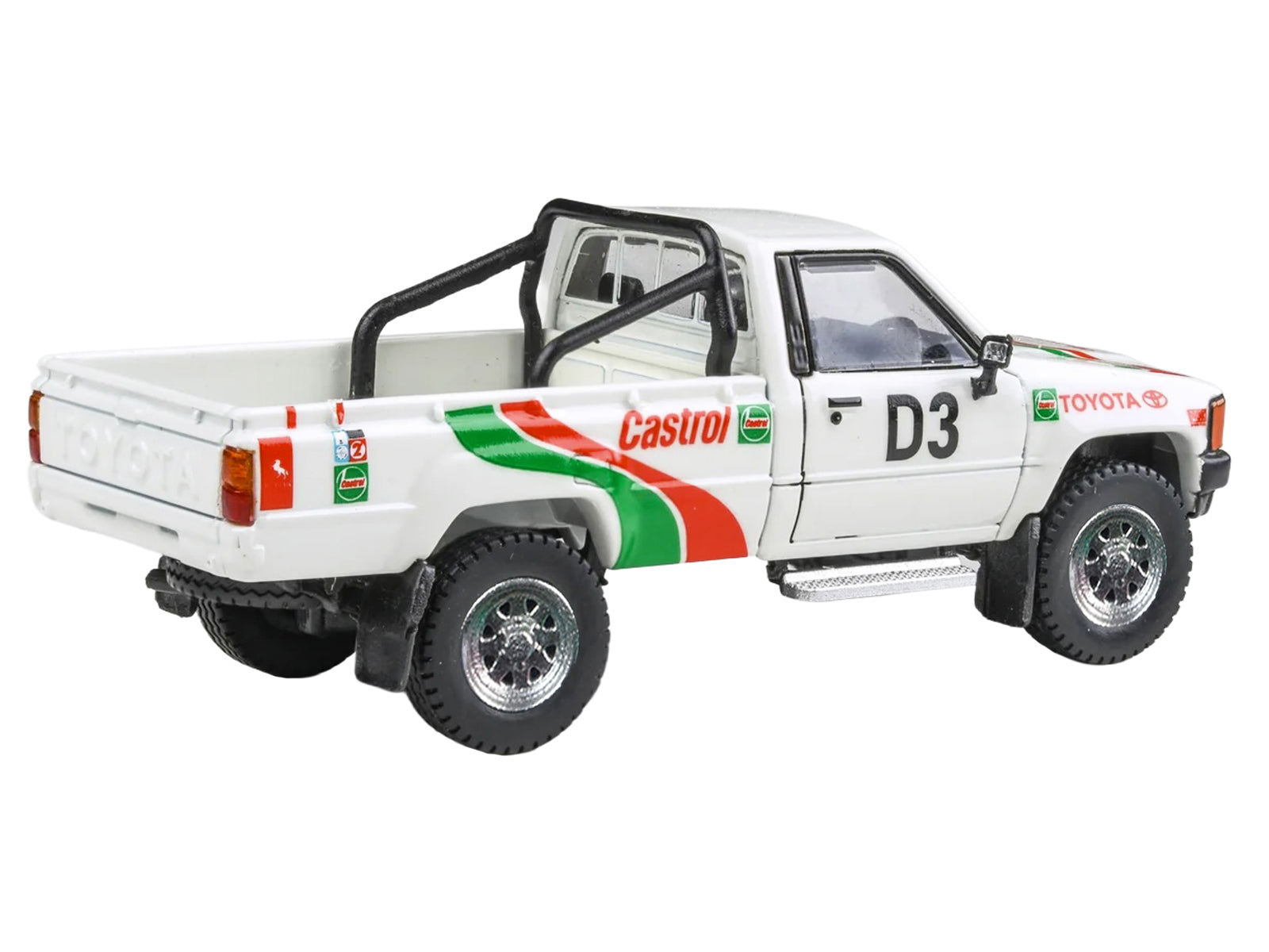 Toyota Hilux Pickup Truck #D3 "Castrol" White with Graphics "Rustenburg 400 Rally" (1995) 1/64 Diecast Model Car by Paragon