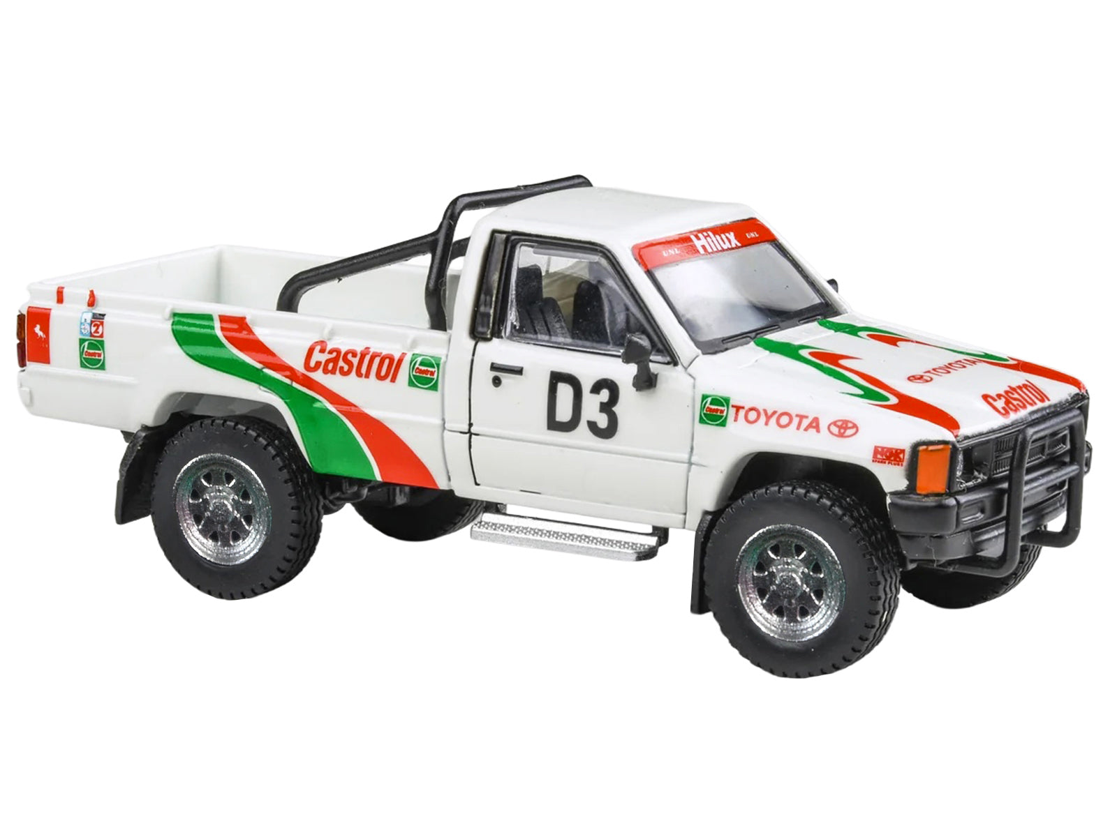 Toyota Hilux Pickup Truck #D3 "Castrol" White with Graphics "Rustenburg 400 Rally" (1995) 1/64 Diecast Model Car by Paragon