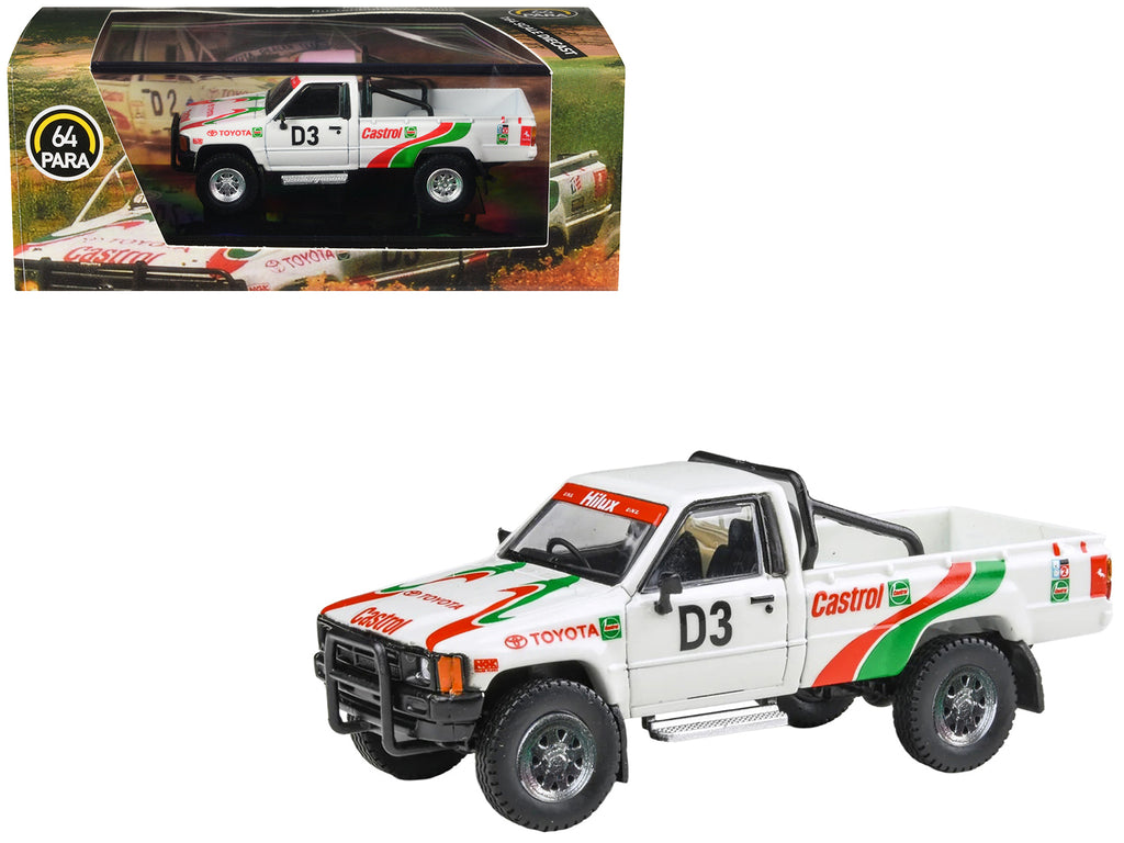 Toyota Hilux Pickup Truck #D3 "Castrol" White with Graphics "Rustenburg 400 Rally" (1995) 1/64 Diecast Model Car by Paragon