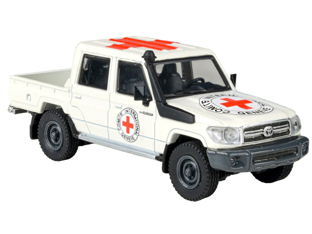 2014 Toyota Land Cruiser LC 79 Pickup Truck White "International Red Cross" 1/64 Diecast Model Car by Paragon Models-1