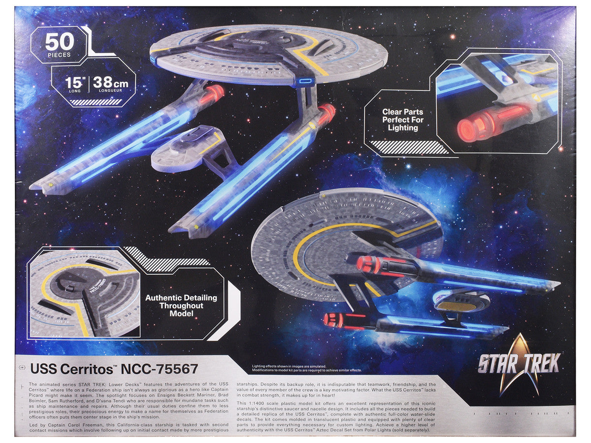 Skill 2 Model Kit USS Cerritos NCC-75567 Spacecraft "Star Trek: Lower Decks" (2020-2024) TV Series 1/1400 Scale Model by Polar Lights-2