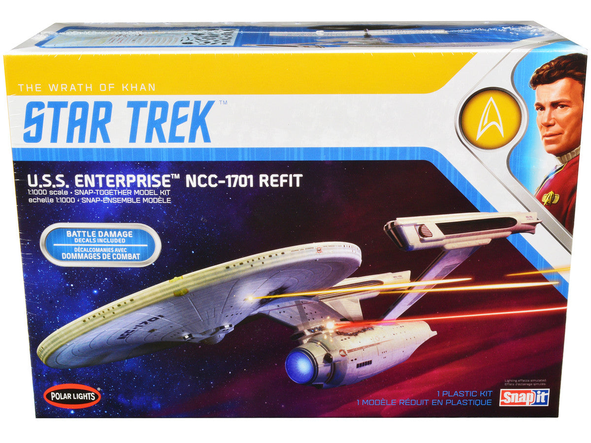 Skill 2 Snap Model Kit U.S.S. Enterprise NCC-1701 Refit Spaceship "Star Trek II: The Wrath of Khan" (1982) Movie 1/1000 Scale Model by Polar Lights-0