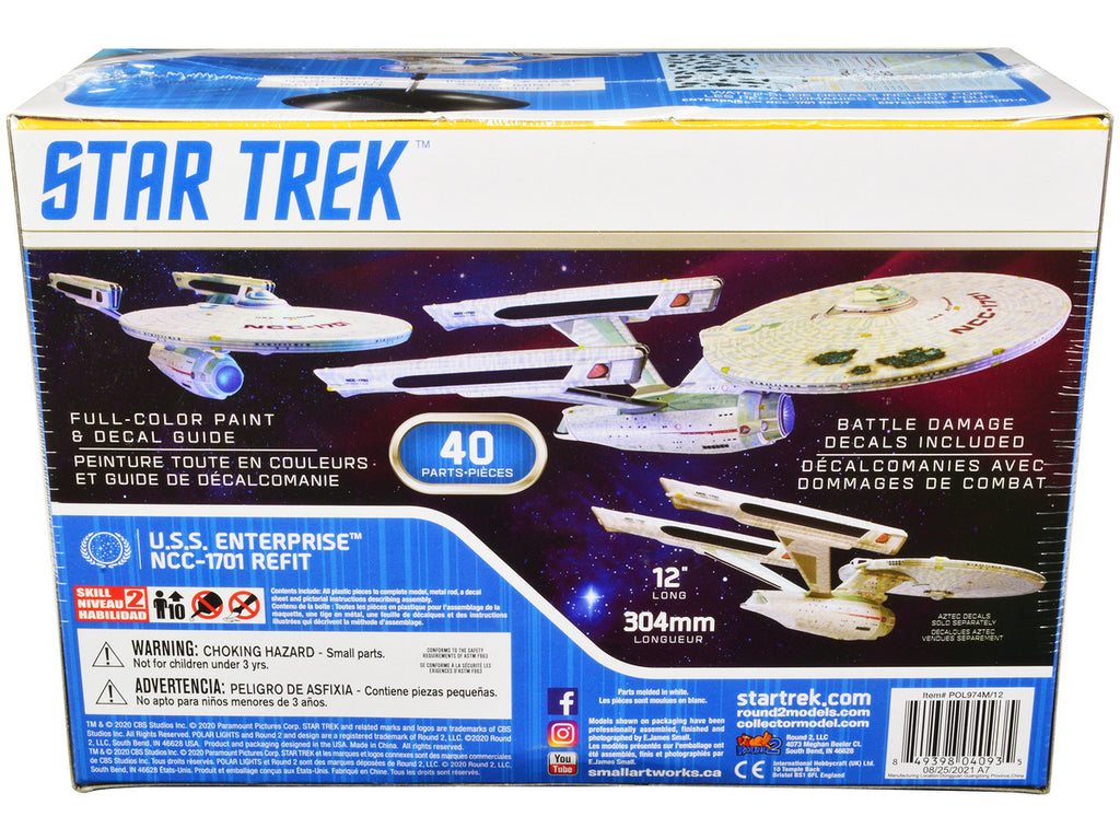 Skill 2 Snap Model Kit U.S.S. Enterprise NCC-1701 Refit Spaceship "Star Trek II: The Wrath of Khan" (1982) Movie 1/1000 Scale Model by Polar Lights-3
